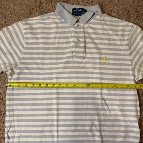 Polo Ralph Lauren Cotton Polo Adult Mens Size Medium Striped Work School Shirt - Picture 6 of 9